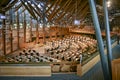 The debating chamber inside the Scottish Parliament, Holyrood, Edinburgh, Scotland, UK Royalty Free Stock Photo