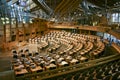 The debating chamber inside the Scottish Parliament, Holyrood, Edinburgh, Scotland, UK Royalty Free Stock Photo