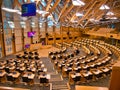 The debating chamber in the Scottish Parliament Building at Holyrood, Edinburgh, Scotland, UK. Royalty Free Stock Photo