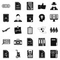 Debenture stock icons set, simple style