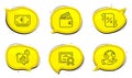 Debit card, Euro currency and Loan percent icons set. Statistics timer sign. Vector