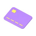 Debit credit card purple plastic electronic currency payment financial banking bill 3d icon vector