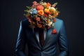 Debonair Man suit bouquet. Generate Ai