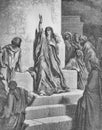 Deborah sings a solemn song of victory in the old book The Bible in Pictures, by G. Doreh, 1897