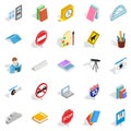 Debriefing icons set, isometric style Royalty Free Stock Photo