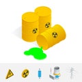 Debris Atomic Energy. Danger radiation. Flat 3d vector isometric illustration.