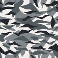 Debris camouflage seamless pattern background. Camo black and gray repeat print.