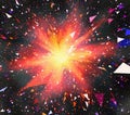 Debris flying from an explosion in space Royalty Free Stock Photo