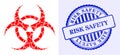 Debris Mosaic Biohazard Icon with Risk Safety Scratched Seal