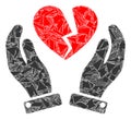 Debris Mosaic Broken Heart Care Hands Icon