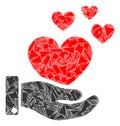 Debris Mosaic Hand Offer Love Hearts Icon