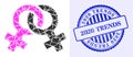 Debris Mosaic Lesbian Symbol Icon with 2020 Trends Scratched Rubber Imprint