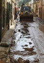 Debris and mud after floodings in San Llorenc in the island Mallorca vertical