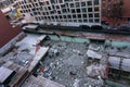 Debris and remains of demolished building. Broken bricks and stones Royalty Free Stock Photo