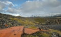 Debris from Shipwreck on Icelandic Beach with Snaefellsjokull Volcano Royalty Free Stock Photo