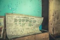 Debris in technical room in Pripyat Royalty Free Stock Photo