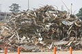 Debris And Twisted Metal Are Piled High At Demolition Site Royalty Free Stock Photo