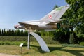 Debrzno, Pomeranian Voivodeship / Poland - June 11, 2019: Airplane monument in a small town in Pomerania. Old planes transformed