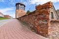 Debrzno, Pomorskie / Poland Ã¢â¬â July, 23, 2020: Renovated defensive tower. Medieval building converted into a cafe