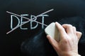 Debt being crossed out and wiped Royalty Free Stock Photo
