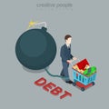 Debt bomb shopping credit loan flat 3d isometric vector Royalty Free Stock Photo