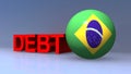 Debt with brasil flag on blue Royalty Free Stock Photo