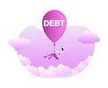 Debt. Businessman carrying. Financial freedom concept. Financial charge and duty.