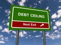debt ceiling next exit traffic sign on blue sky Royalty Free Stock Photo