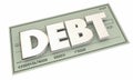 Debt Check Money Owed Defecit Bankrupt Word Royalty Free Stock Photo