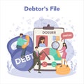 Debt collector concept. Pursuing payment of debt owed by person