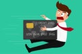 Debt concept. Credit card attack businessman. Royalty Free Stock Photo