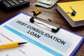 Debt consolidation loan, notepad and calculator. Royalty Free Stock Photo