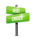 debt crises street sign illustration design