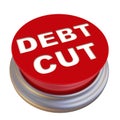 Debt cut. Red button with text