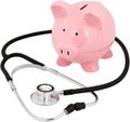 Piggy bank with a stethoscope - financial check up