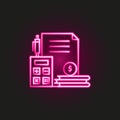 Debt financial accounting neon style icon. Simple thin line, outline vector of business and management icons for ui and ux, Royalty Free Stock Photo