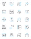 Debt financing linear icons set. Loans, Interest, Lending, Financing, Credit, Bankruptcy, Compound line vector and