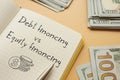 Debt financing vs Equity financing are shown on the business photo using the text Royalty Free Stock Photo