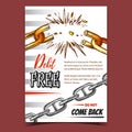 Debt Free Breaking Metal Chain On Poster Vector