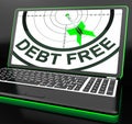 Debt Free On Laptop Showing Financial Discharge