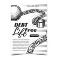 Debt Free Life Chain On Advertising Banner Vector