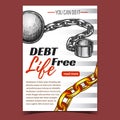 Debt Free Life Chain On Advertising Banner Vector