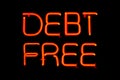 Debt Free neon sign Royalty Free Stock Photo