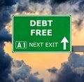 DEBT FREE road sign against clear blue sky Royalty Free Stock Photo