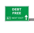 DEBT FREE road sign isolated on white Royalty Free Stock Photo