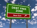 Debt free zone traffic sign Royalty Free Stock Photo