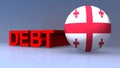 Debt with georgia flag on blue Royalty Free Stock Photo