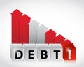 Debt increasing business graph falling