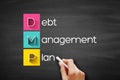 Debt Management Plan DMP, business concept acronym on blackboard Royalty Free Stock Photo