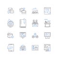 Debt monitoring line icons collection. Financial, Management, Credit, Score, Budget, Expenses, Income vector and linear